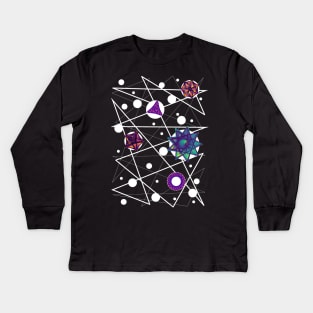 Space Time Continuum | Geometric Blue Red Purple Maurer Roses Black Kids Long Sleeve T-Shirt